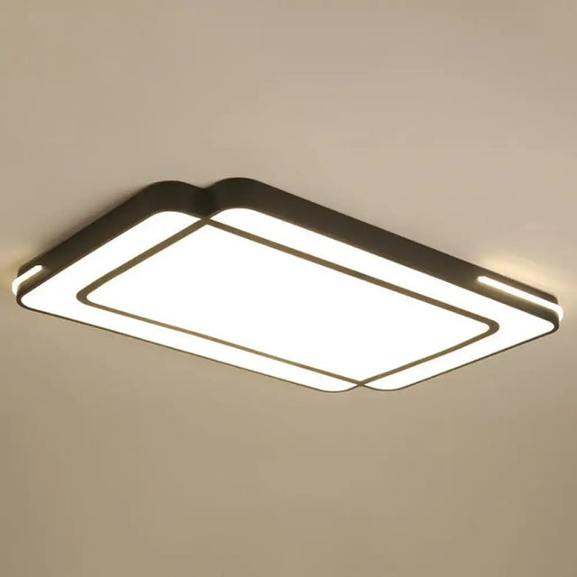 Modern Geometric Acrylic Led Ceiling Light For Living Room - Black Flush Fixture