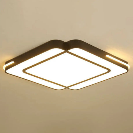 Modern Geometric Acrylic Led Ceiling Light For Living Room - Black Flush Fixture / Warm Square