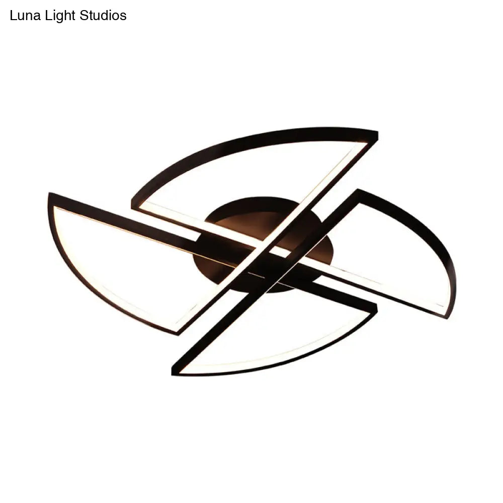 Modern Geometric Acrylic Led Flush Mount Ceiling Light In Black - Warm/White Wide Sizes
