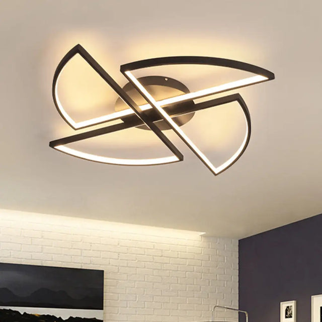 Modern Geometric Acrylic Led Flush Mount Ceiling Light In Black - Warm/White Wide Sizes