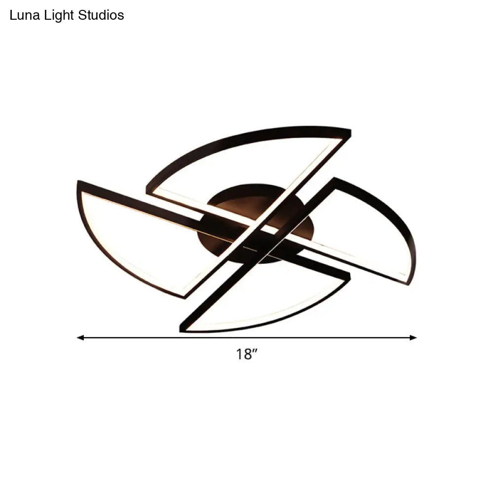 Modern Geometric Acrylic Led Flush Mount Ceiling Light In Black - Warm/White Wide Sizes