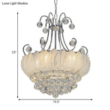 Modern Geometric Ceiling Chandelier With Chrome Finish - 4 Bulbs Pendant Lighting Glass & Crystal
