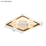 Modern Geometric Flush Ceiling Light Fixture - Integrated Led Metal Black/White Warm/White