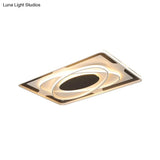 Modern Geometric Flush Ceiling Light Fixture - Integrated Led Metal Black/White Warm/White