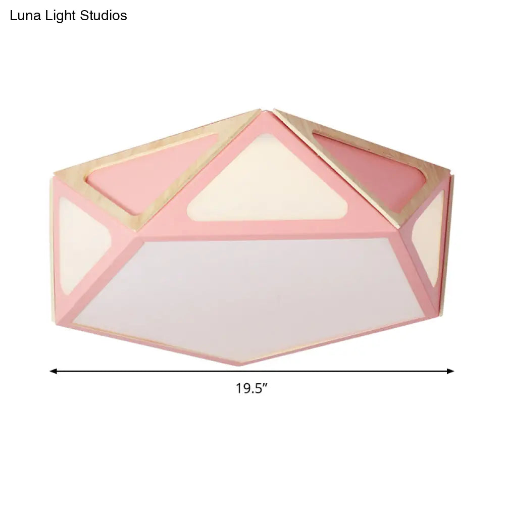 Modern Geometric Flush Light: Acrylic White/Pink/Yellow Led Ceiling Fixture Warm/White Light