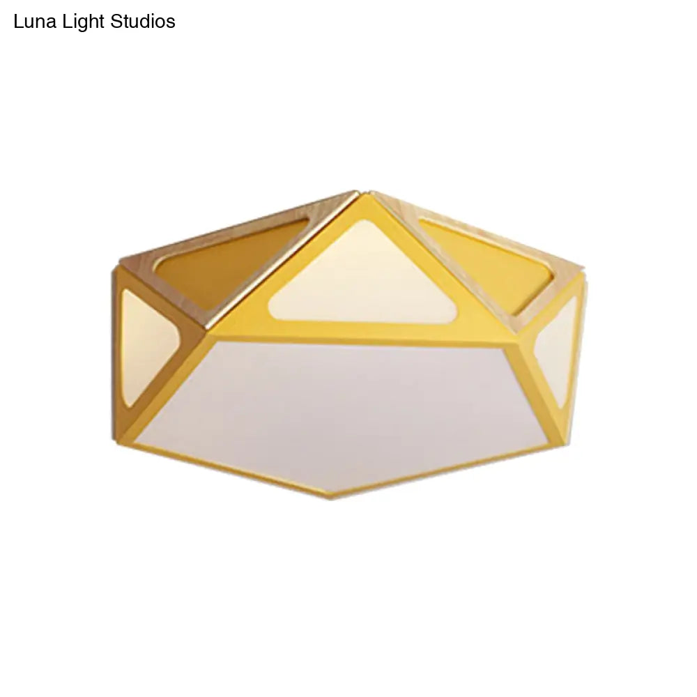 Modern Geometric Flush Light: Acrylic White/Pink/Yellow Led Ceiling Fixture Warm/White Light