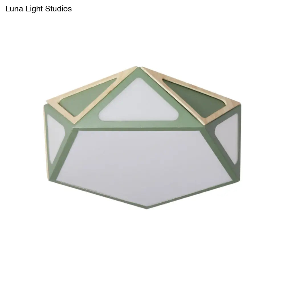 Modern Geometric Flush Light: Acrylic White/Pink/Yellow Led Ceiling Fixture Warm/White Light