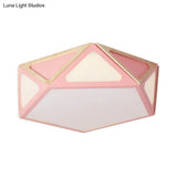 Modern Geometric Flush Light: Acrylic White/Pink/Yellow Led Ceiling Fixture Warm/White Light