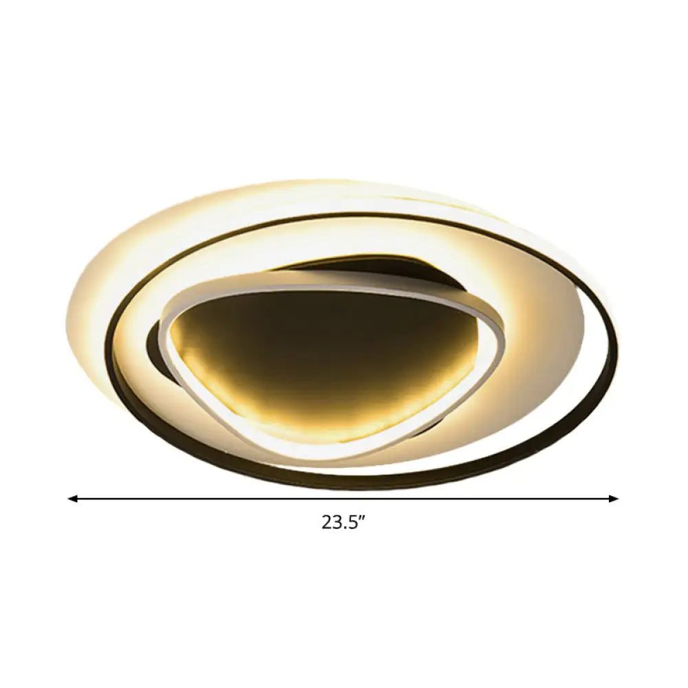 Modern Geometric Flush Mount Ceiling Light: 18/23.5 Wide Black Acrylic Led Warm/White Light Remote