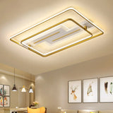 Modern Geometric Flush Mount Ceiling Light For Living Room Gold / White Rectangle
