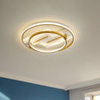 Modern Geometric Flush Mount Ceiling Light For Living Room Gold / White Round
