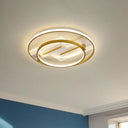 Modern Geometric Flush Mount Ceiling Light For Living Room Gold / White Round