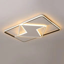 Modern Geometric Flush Mount Led Light Fixture In Black And White Acrylic – Warm/White Lighting