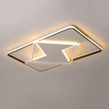Modern Geometric Flush Mount Led Light Fixture In Black And White Acrylic – Warm/White Lighting