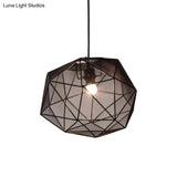 Modern Geometric Hanging Pendant Light For Bedroom In Black/White Fabric