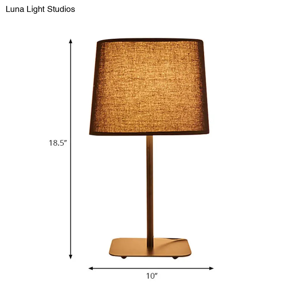 Modern Geometric Led Bedside Reading Light In Black/Beige - Stylish Fabric Task Lighting