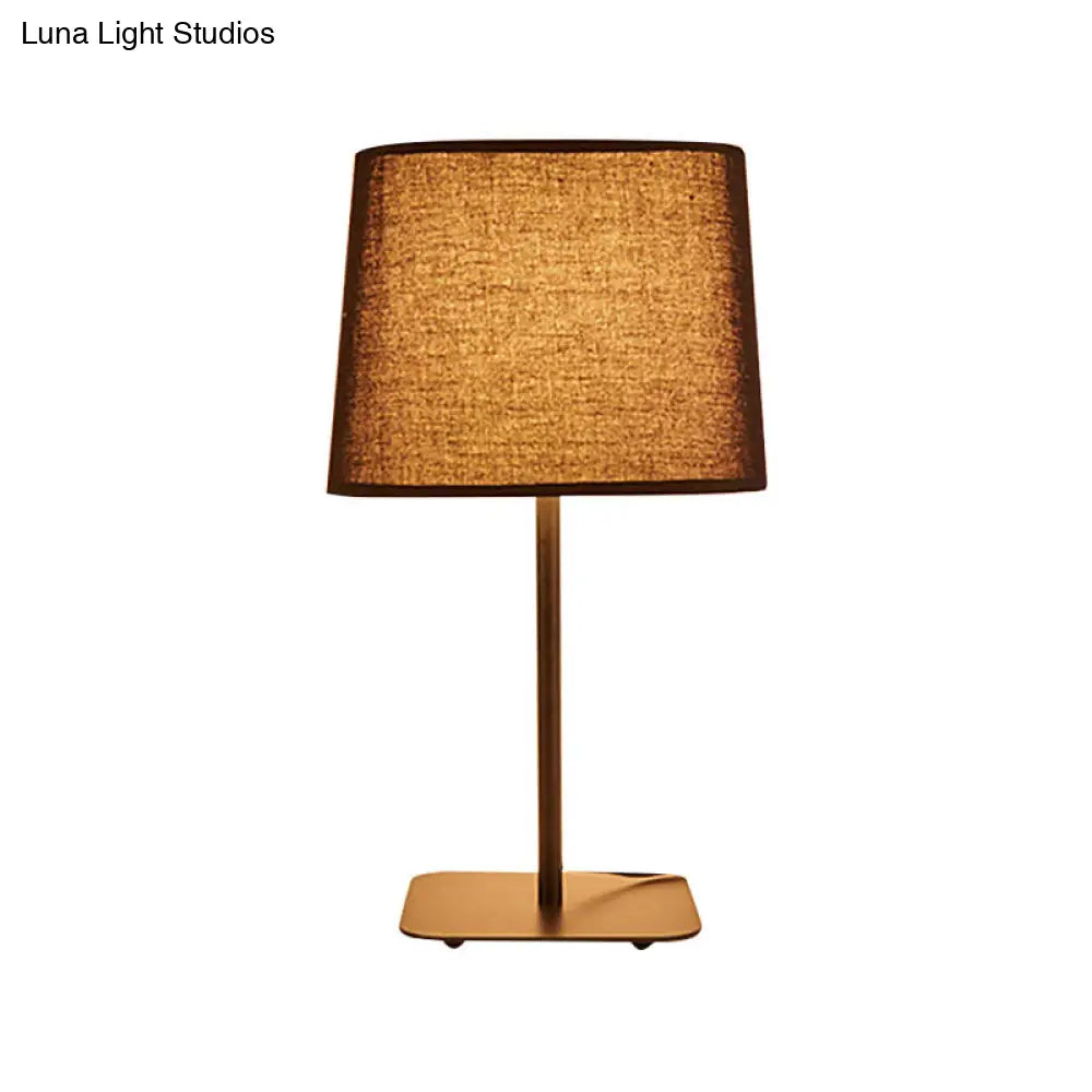 Modern Geometric Led Bedside Reading Light In Black/Beige - Stylish Fabric Task Lighting