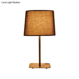 Modern Geometric Led Bedside Reading Light In Black/Beige - Stylish Fabric Task Lighting