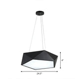 Modern Geometric Led Ceiling Chandelier With Metallic Finish - Office Lighting Fixture Black / 24.5