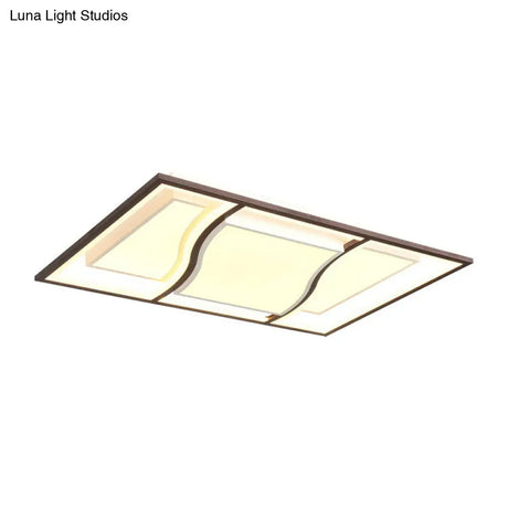 Modern Geometric Led Flush Mount Ceiling Light In Coffee Acrylic For Your Living Room