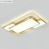 Modern Geometric Led Flush Mount Gold Ceiling Light For Living Room / 23.5 Warm