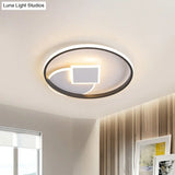 Modern Geometric Led Flushmount Ceiling Lamp - Thin Acrylic Black-White 16.5’/20.5’ W