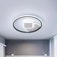 Modern Geometric Led Flushmount Ceiling Lamp - Thin Acrylic Black-White 16.5’/20.5’ W