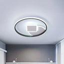 Modern Geometric Led Flushmount Ceiling Lamp - Thin Acrylic Black-White 16.5’/20.5’ W