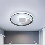 Modern Geometric Led Flushmount Ceiling Lamp - Thin Acrylic Black-White 16.5’/20.5’ W