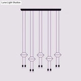 Modern Geometric Metal Ceiling Light - Black Suspension Pendant With 2/4/6 Lights