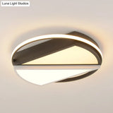 Modern Geometric Metal Led Flush Mount Ceiling Lamp For Bedroom In Black And White