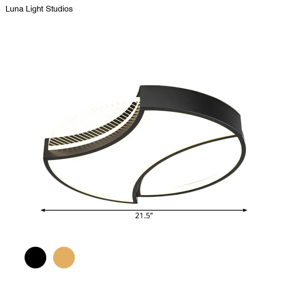 Modern Geometric Metal Led Flush Mount Ceiling Light In Black/Gold - 18’/21.5’ Width