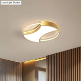 Modern Geometric Metal Led Flush Mount Ceiling Light In Black/Gold - 18’/21.5’ Width
