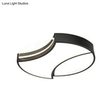 Modern Geometric Metal Led Flush Mount Ceiling Light In Black/Gold - 18’/21.5’ Width