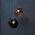 Modern Geometric Pendant Light: White/Smoke Grey/Rose Gold Glass | Stylish Dining Room Ceiling Hang