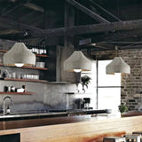 Modern Geometric Shade Ceiling Light - Single Hanging Lamp For Dining Room In Cement Finish Grey /