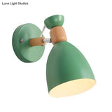 Modern Geometric Wall Sconce With Wood Deco - Macaron Metal Reading Light