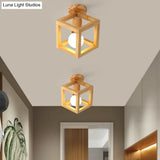 Modern Geometric Wooden Flush - Mount Ceiling Light Fixture - Small Size