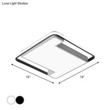 Modern Geometry Led Flush Fixture - 18’/22’ Width Black/White Acrylic Bedroom Lighting