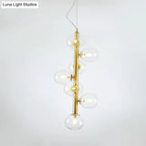Modern Glass Ball Chandelier With 7 Led Pendant Lights In Gold For Living Room