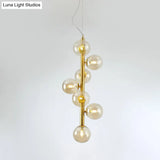 Modern Glass Ball Chandelier With 7 Led Pendant Lights In Gold For Living Room