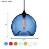 Modern Glass Ball Shade Suspension Light - Red/Brown/Blue Hanging Ceiling