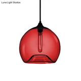 Modern Glass Ball Shade Suspension Light - Red/Brown/Blue Hanging Ceiling