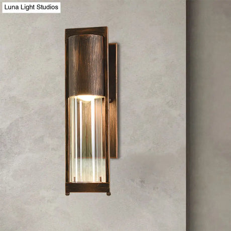 Modern Glass Black/Brass Wall Sconce With 1 Head For Industrial Style Flush Mount