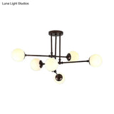 Modern Glass Bubble Chandelier - 6 Head Black Hanging Light Fixture