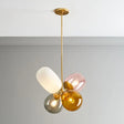 Modern Glass Chandelier with Multiple Elliptical Pendants and 4 Colorful Lights Gold