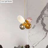 Contemporary Multi-Color Glass Chandelier With Multiple Elliptical Pendant Lights