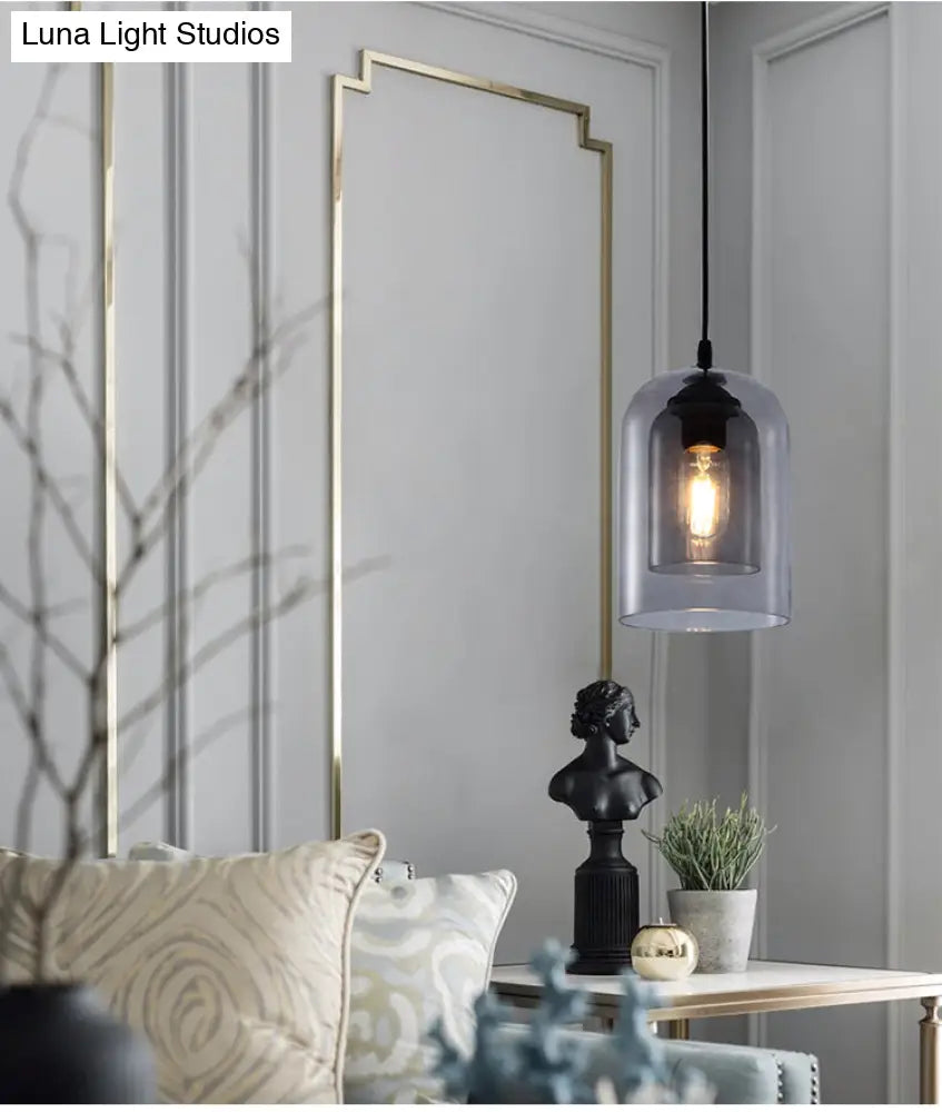 Modern Glass Cylinder Pendant Light For Dining Room - Hanging Lighting