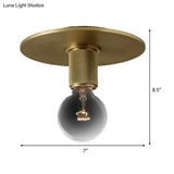 Modern Glass Flush Pendant Ceiling Light In Brass For Balcony - Globe Cone Cylinder Trumpet Shapes