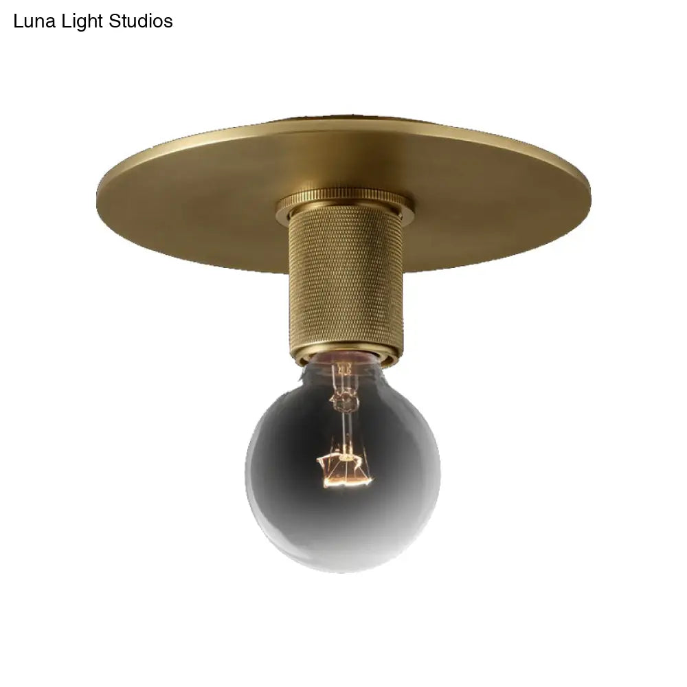Modern Glass Flush Pendant Ceiling Light In Brass For Balcony - Globe Cone Cylinder Trumpet Shapes
